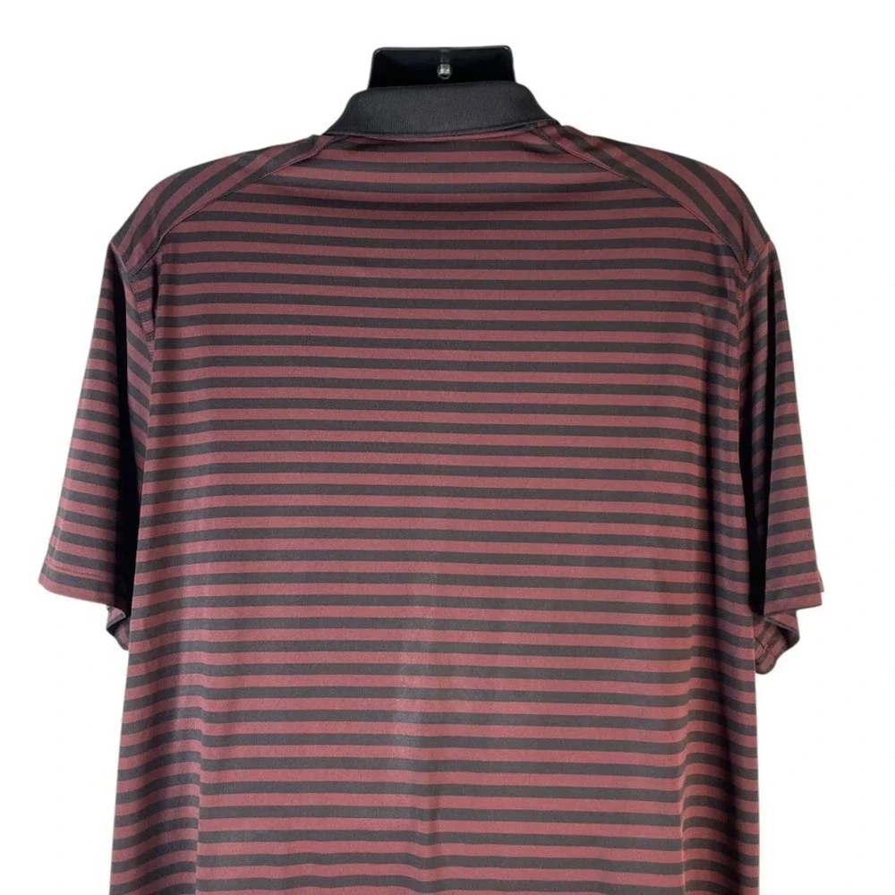 Nike Golf Shirt Men's Sz 2XL Black Rust Striped Dri-Fit Performance Polo Tagless